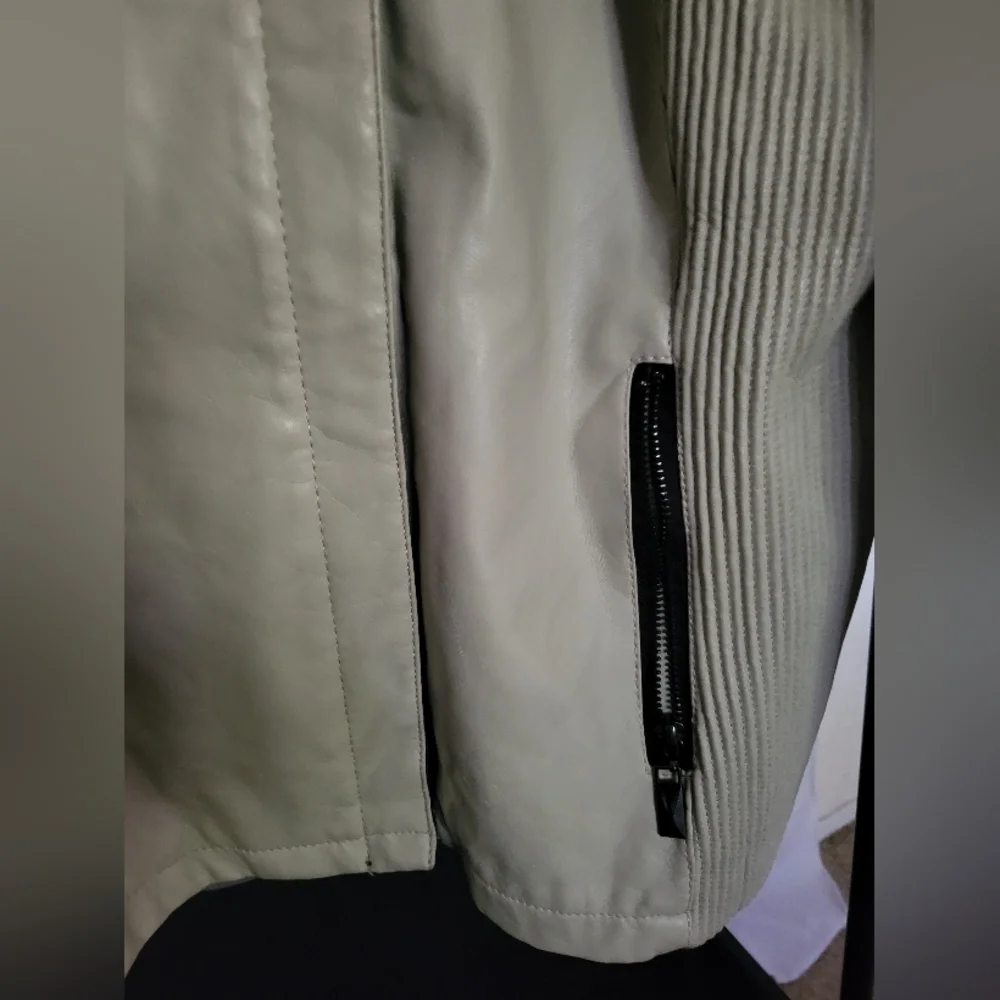 THERAPY Beige Jacket Winter Faux Leather Lined Comfy 2x Plus - Picture 3 of 14